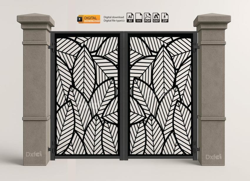 DXF Panel Lazer Bahçe Kapısı | Gate DXF Laser Cut Kesim Modeli #3406