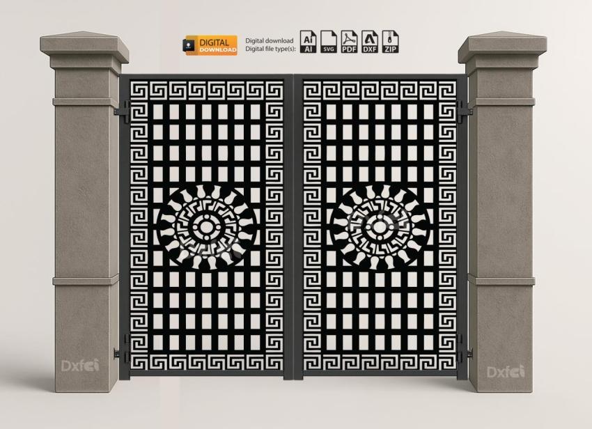 DXF Panel Lazer Bahçe Kapısı | Gate DXF Laser Cut Kesim Modeli #3398